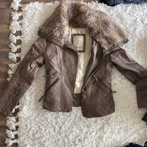 Guess Leather Fur Color Jacket